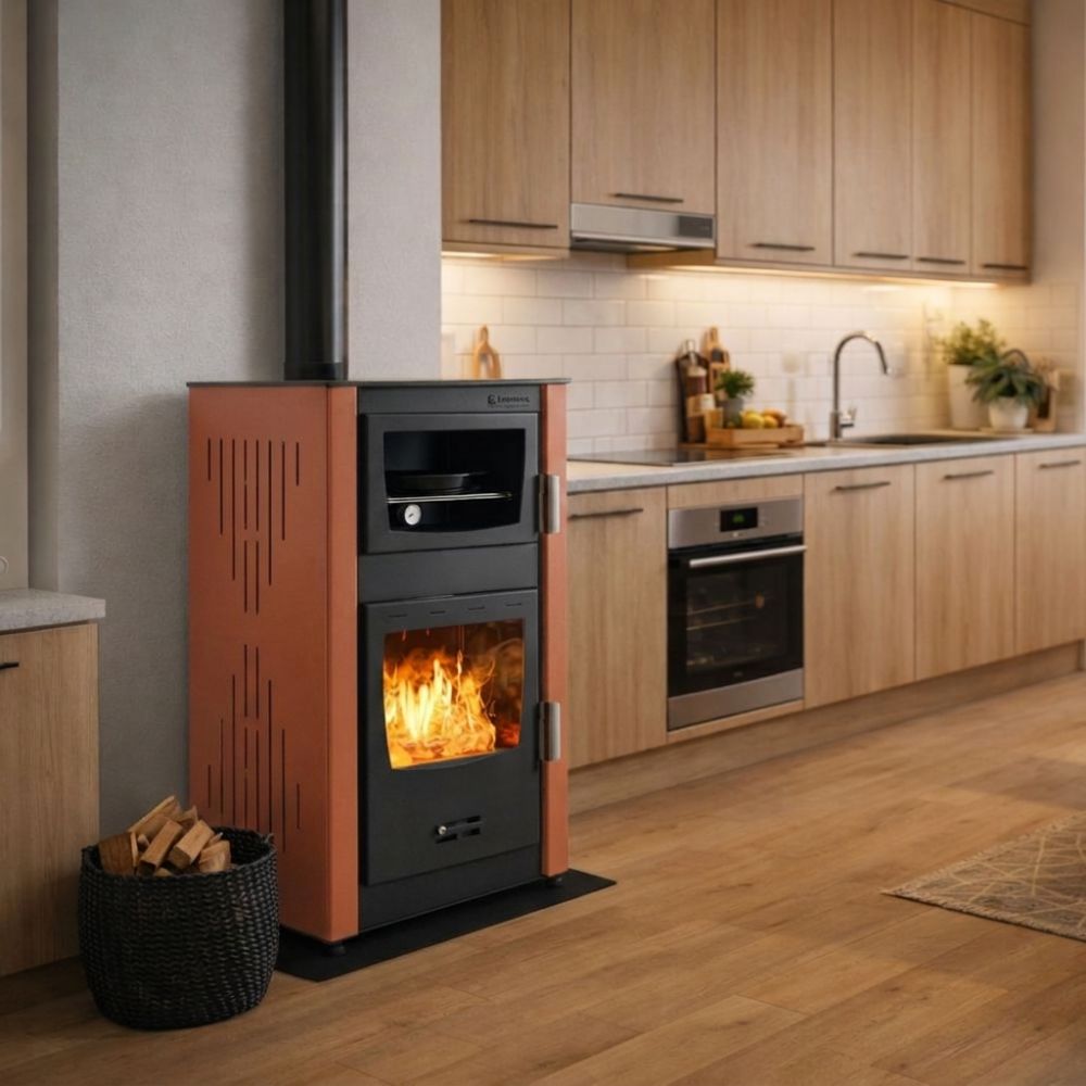 Камина на дърва с фурна и водна риза Velmora Fire ATS HYDRO ΜΑSΙΝΑ 90-25 теракота, 25kW | Камини на дърва с фурна | Камини на дърва |