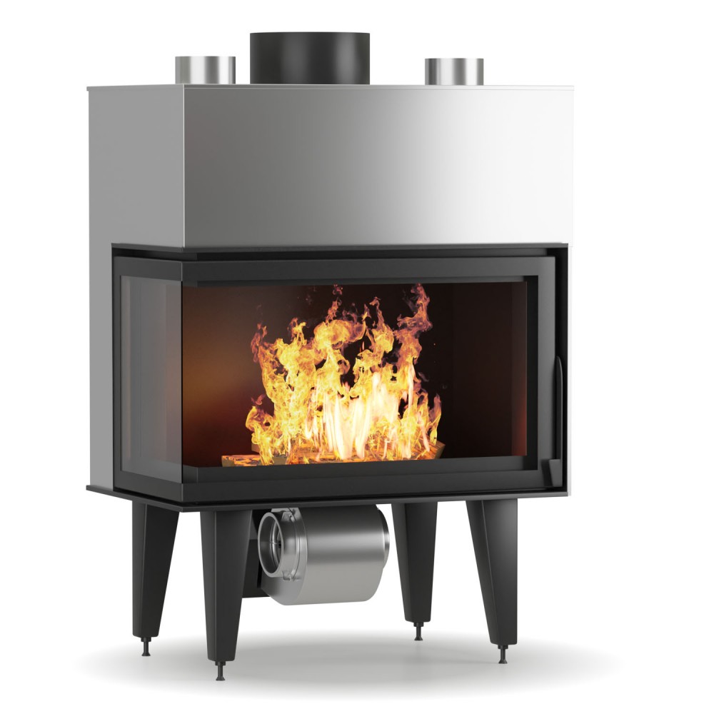 Камина за вграждане на дърва Balkan Energy ATS STABLE AIR CORNER 800, с въздуховоди, лява страна, 15.15kW | Сухи камини за вграждане | Камини за вграждане |