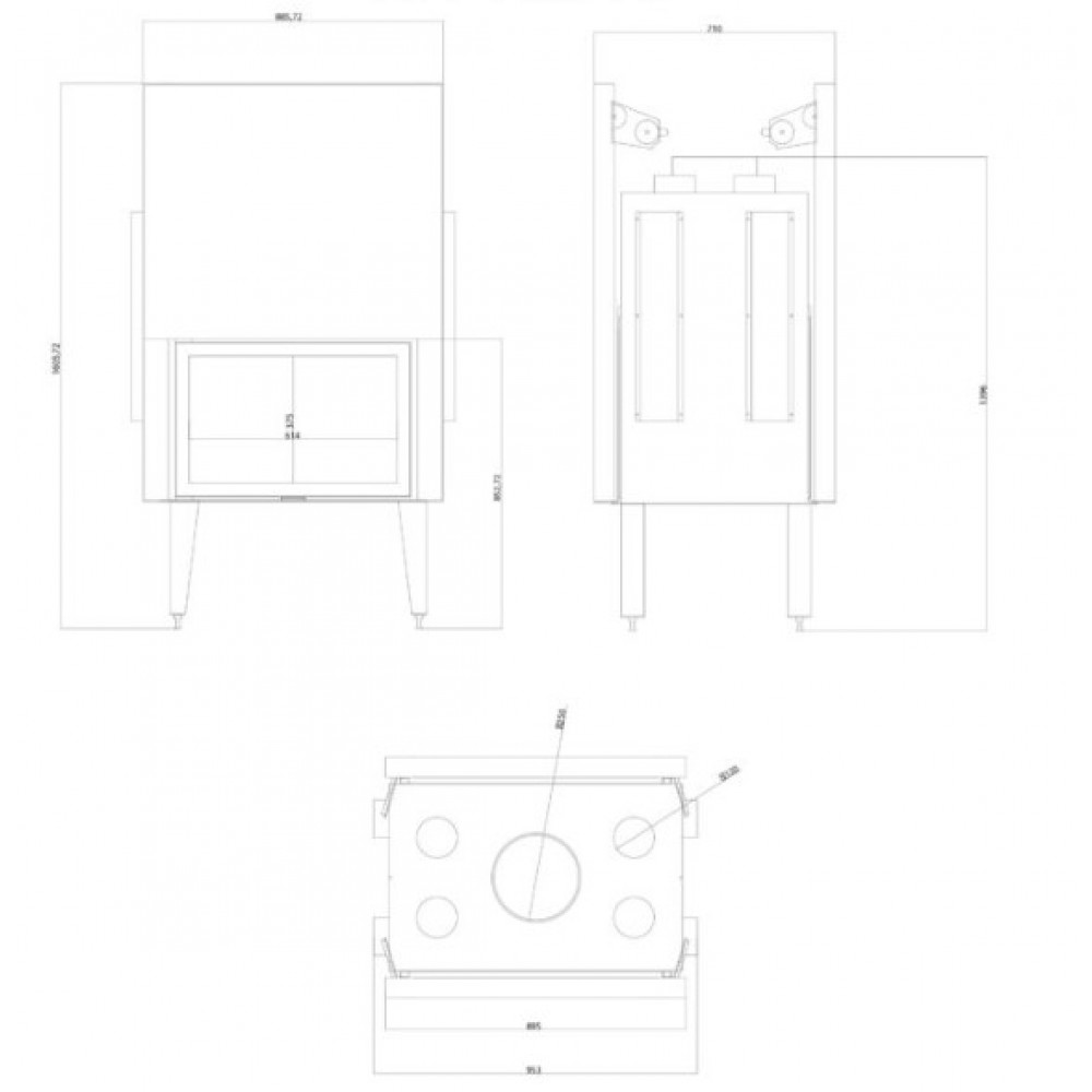 Камина за вграждане на дърва Balkan Energy ATS TUNNEL AIR 800, с въздуховоди, 16.1kW | Сухи камини за вграждане | Камини за вграждане |